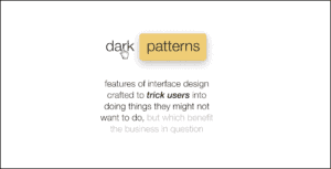 dark patterns screenshot with definitions: